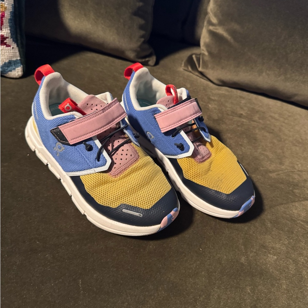 On Running Kids Sneakers in Blue, Yellow, and Pink